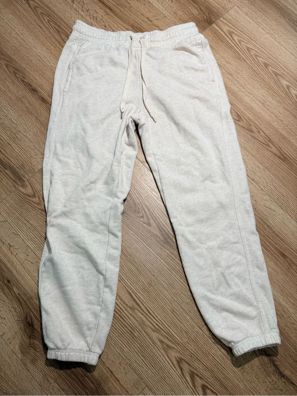 Aerie Womens Cream Fleece Joggers Sweatpants Drawstring Pockets Size M Cozy